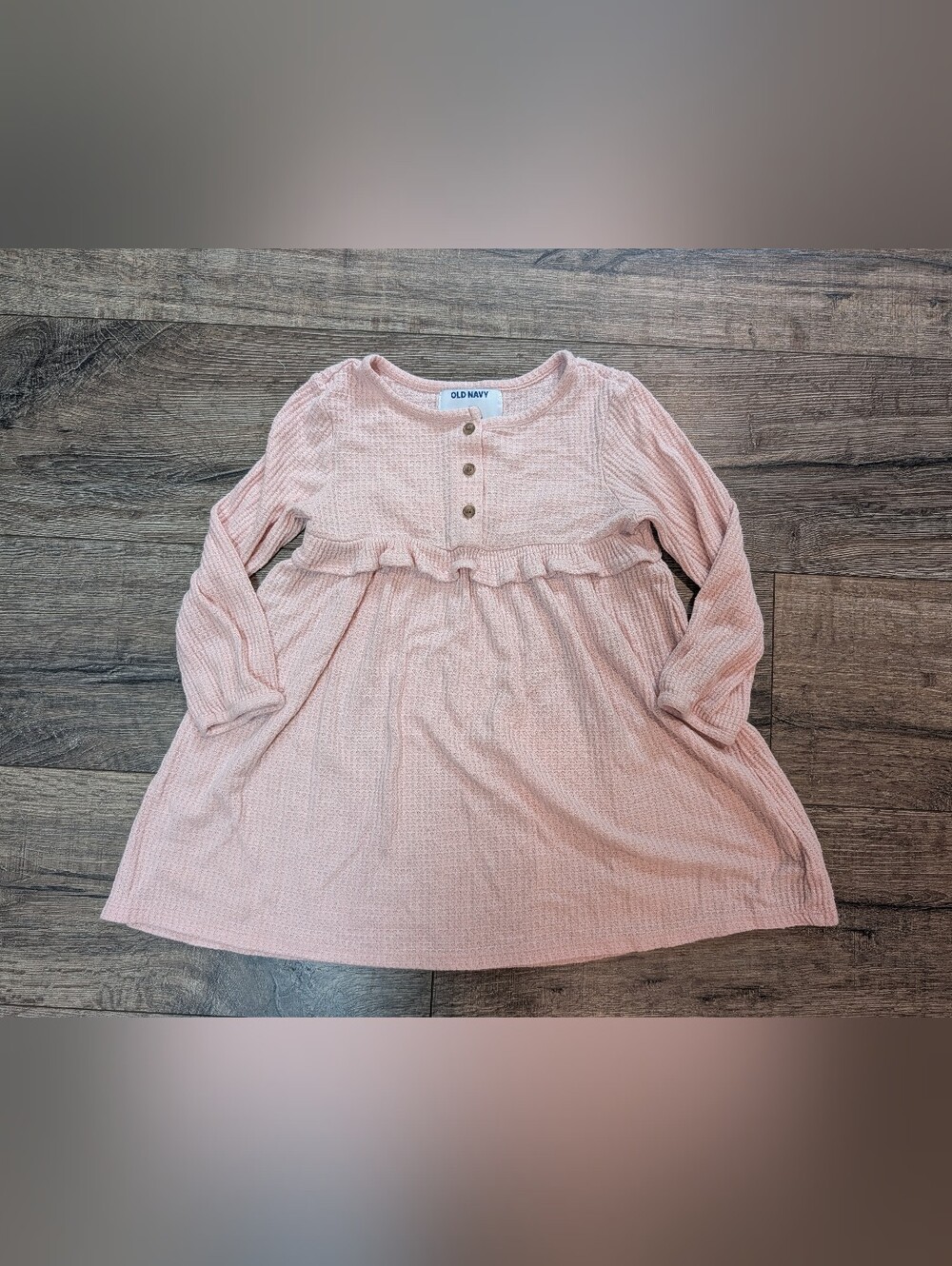Old Navy 4T Dusty Rose Pink Long Sleeve Waffle Dress Fall